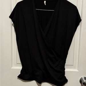 HALARA Black Wrap Blouse Lrg